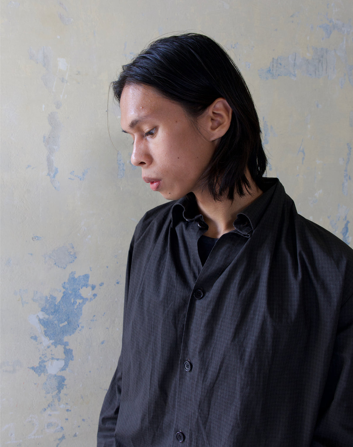 Draped Shawl Collar Shirt