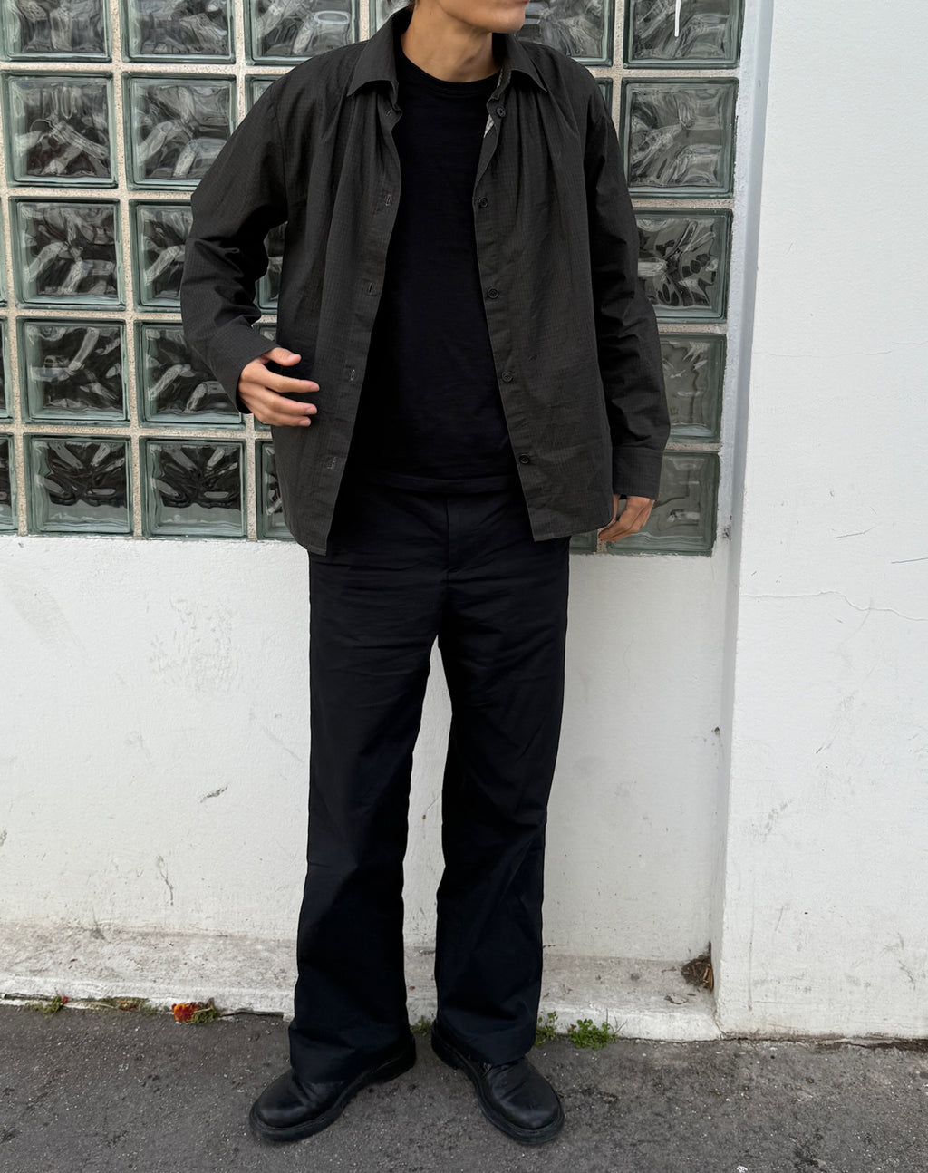 Draped Shawl Collar Shirt