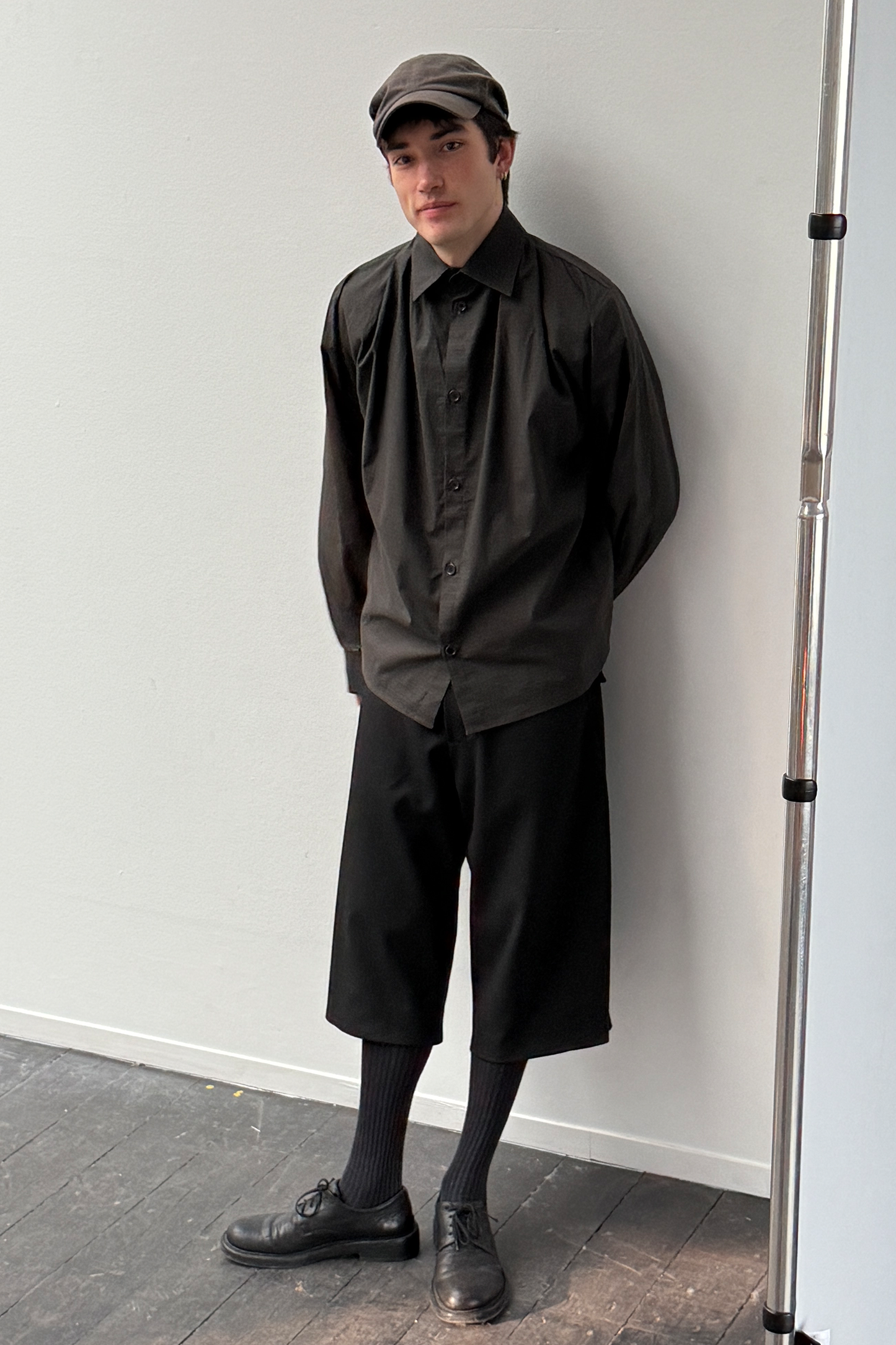 Draped Shawl Collar Shirt