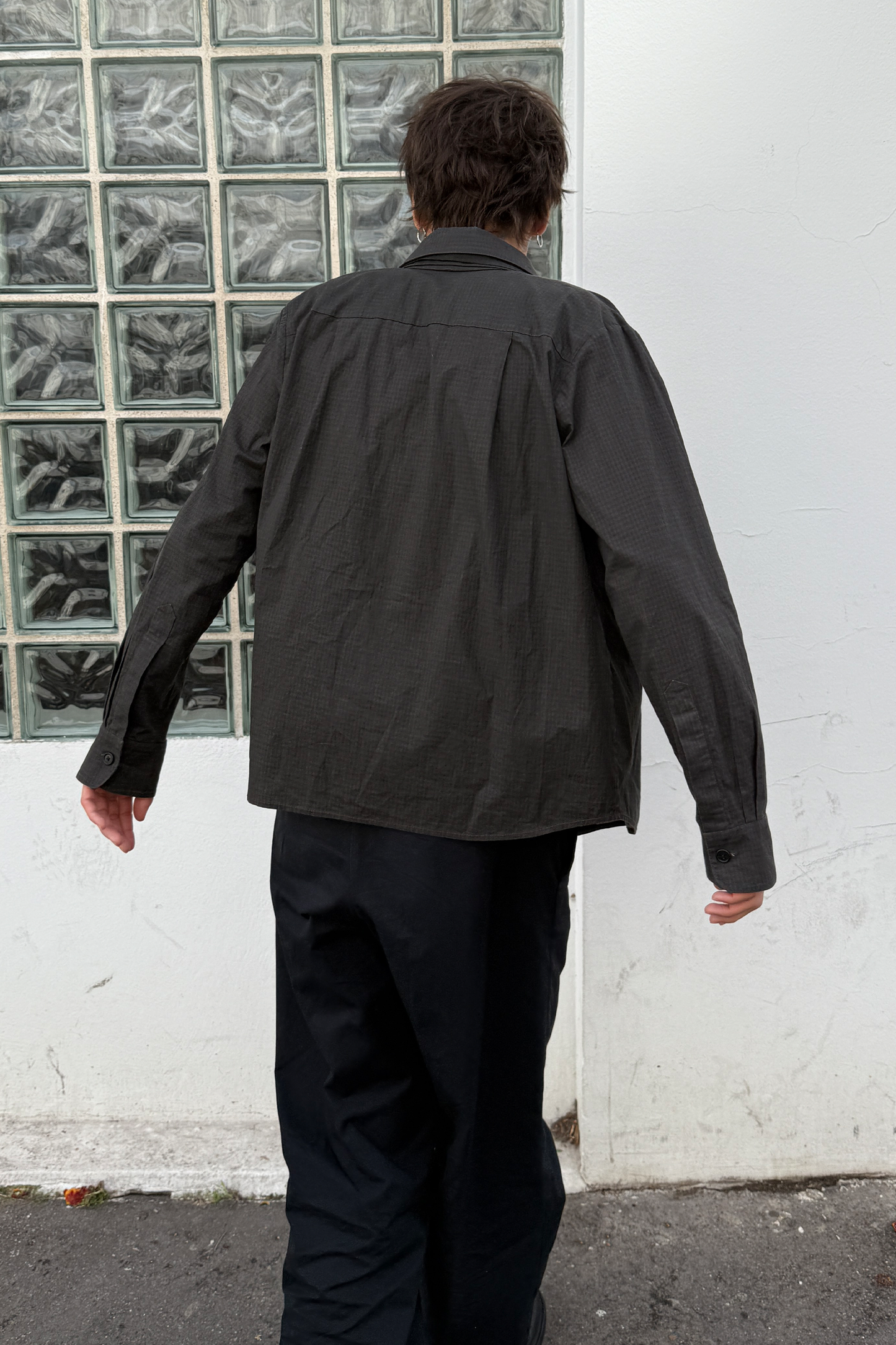Draped Shawl Collar Shirt