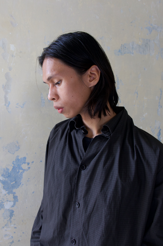Draped Shawl Collar Shirt