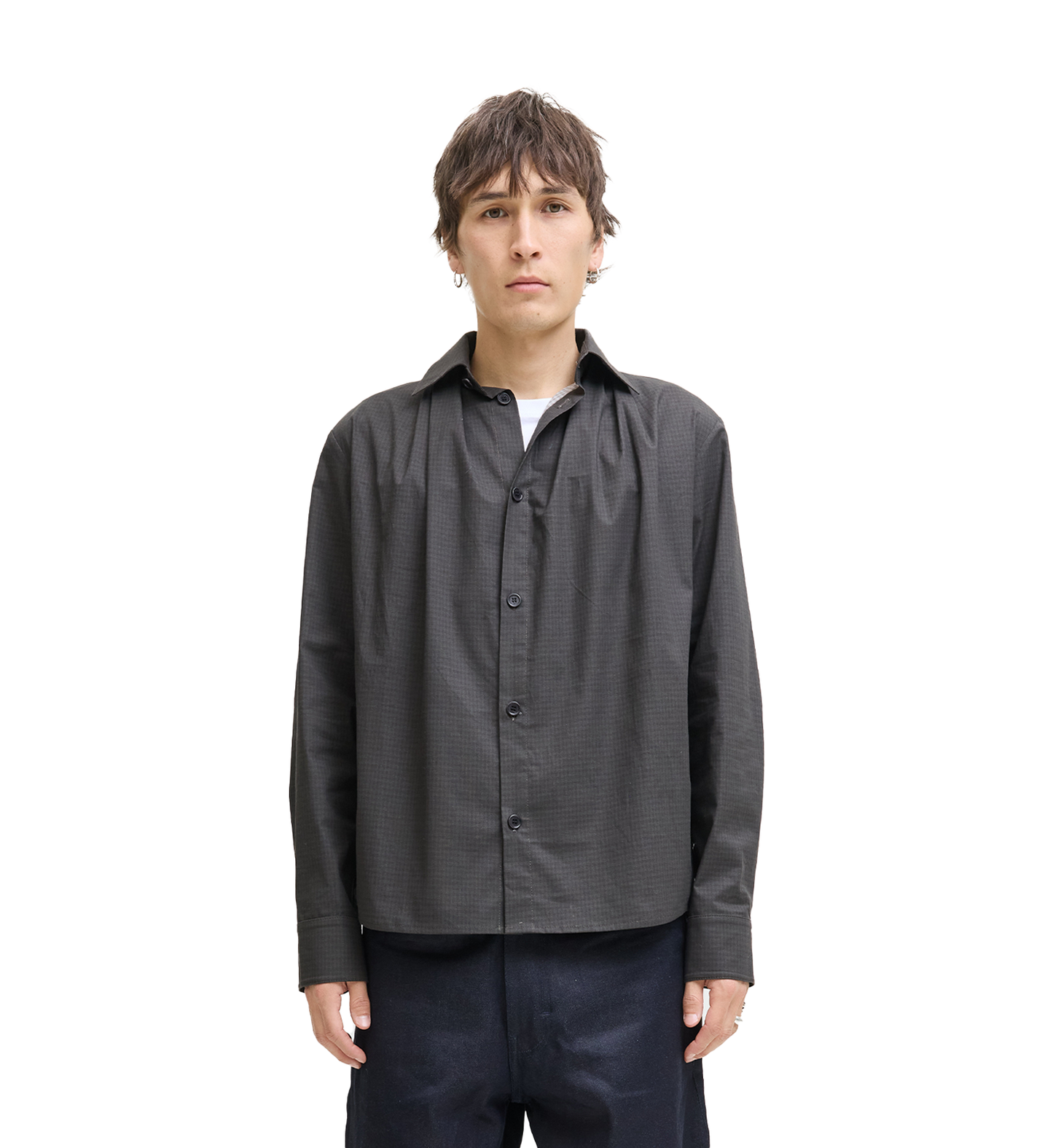 DRAPED SHAWL COLLAR SHIRT