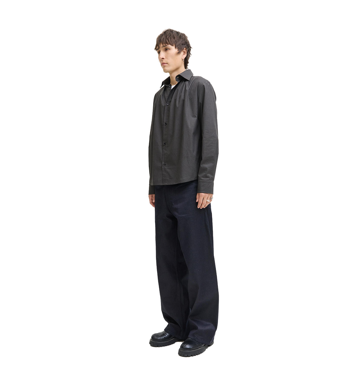 DRAPED SHAWL COLLAR SHIRT