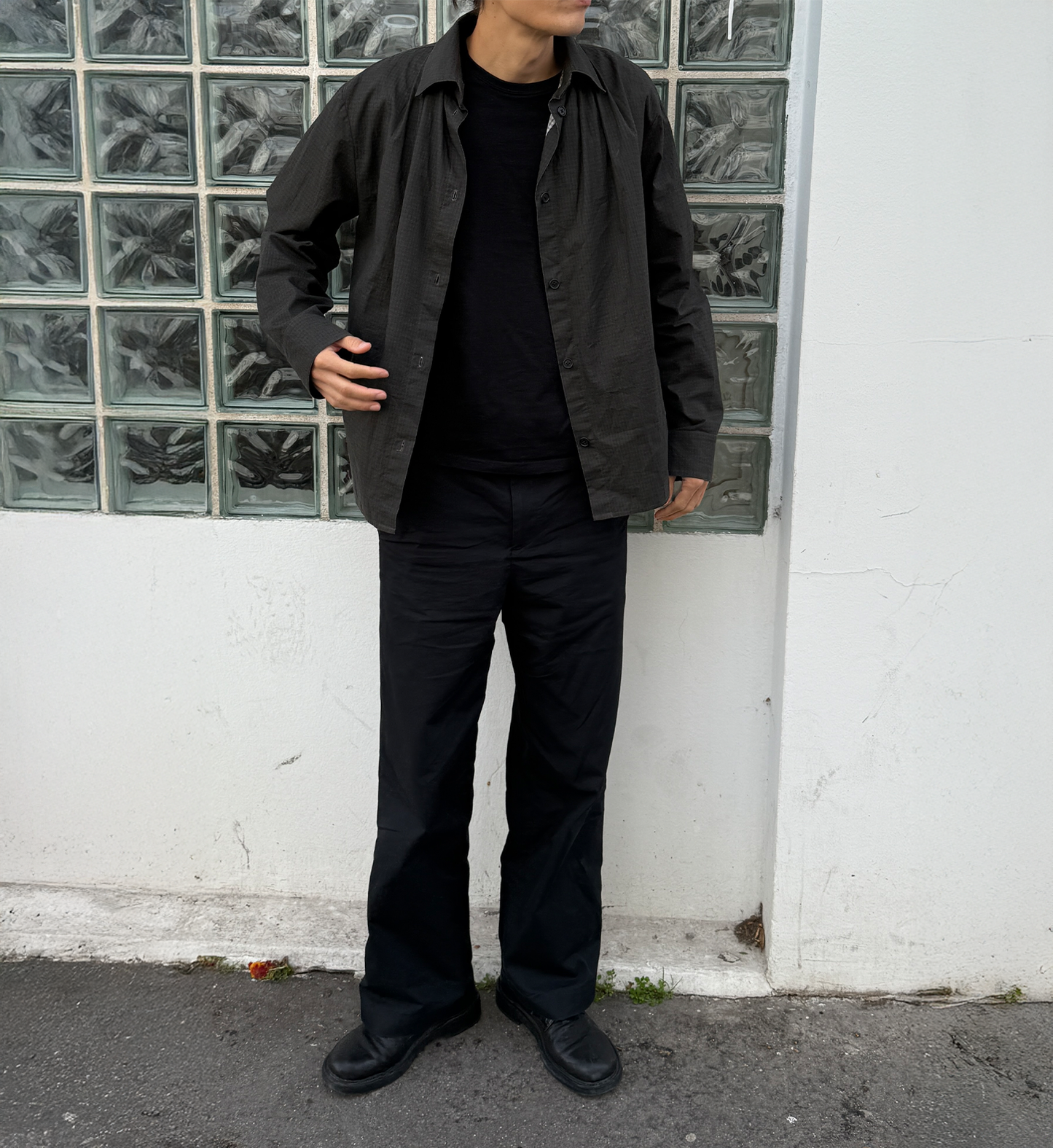 Draped Shawl Collar Shirt